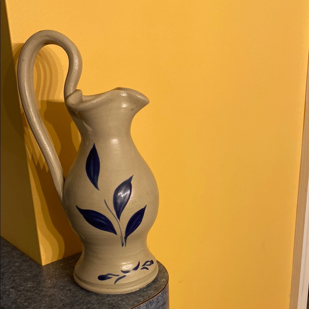 Blue Leaf Pattern Williamsburg Pottery  Pitcher
